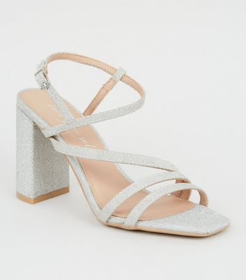 new look silver strappy heels