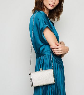 teal clutch bag new look