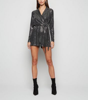 blue sequin playsuit