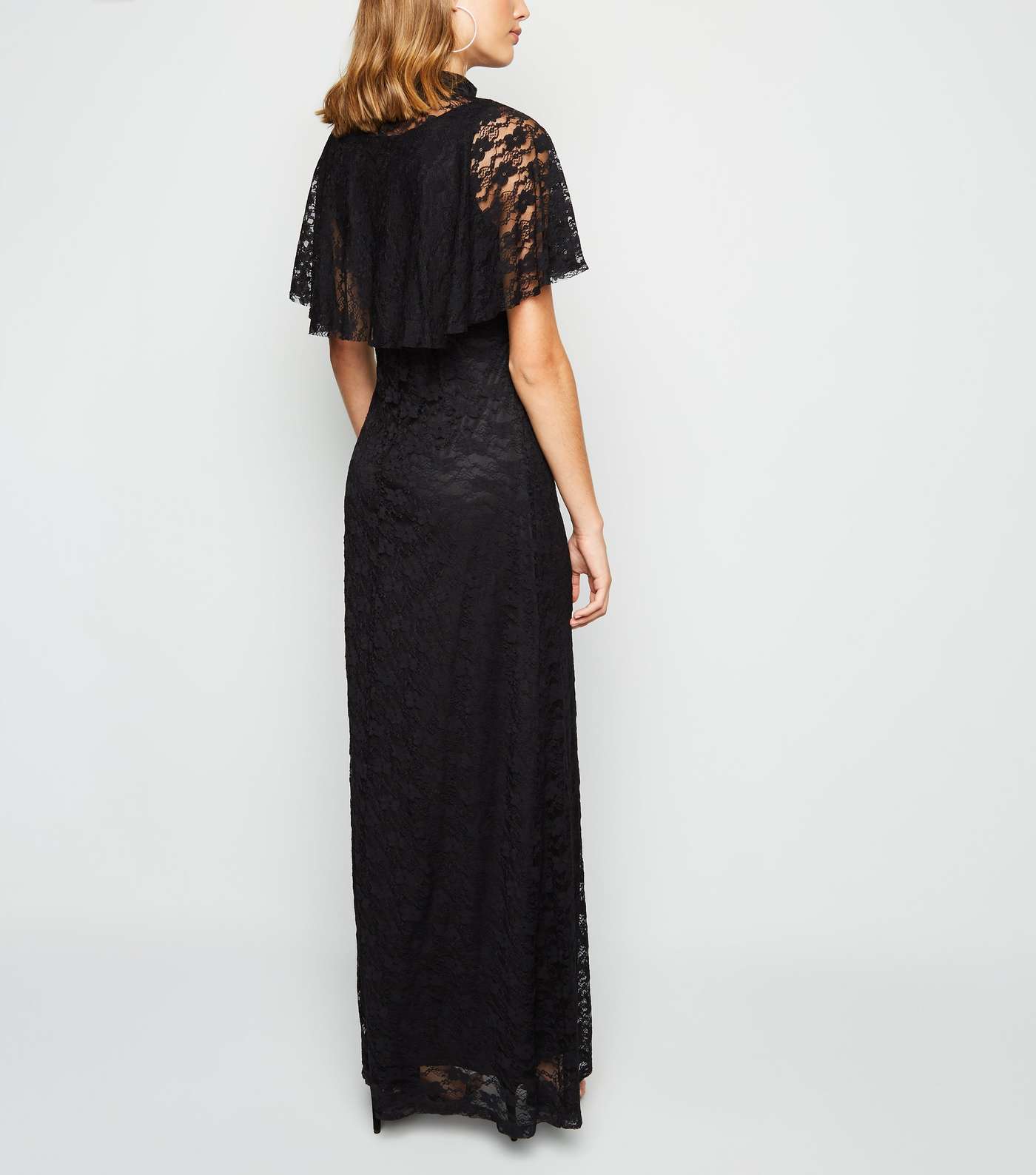Mela Black Lace High Neck Maxi Dress Image 3