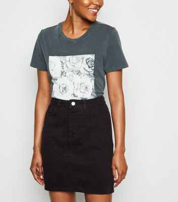 new look black denim skirt