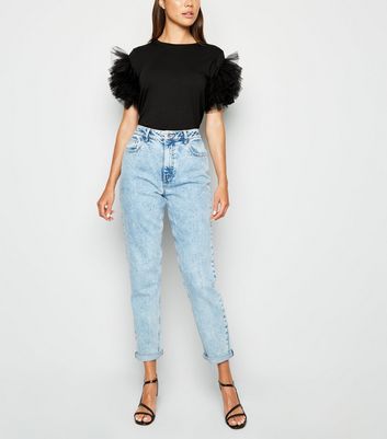 mesh ruffle sleeve top