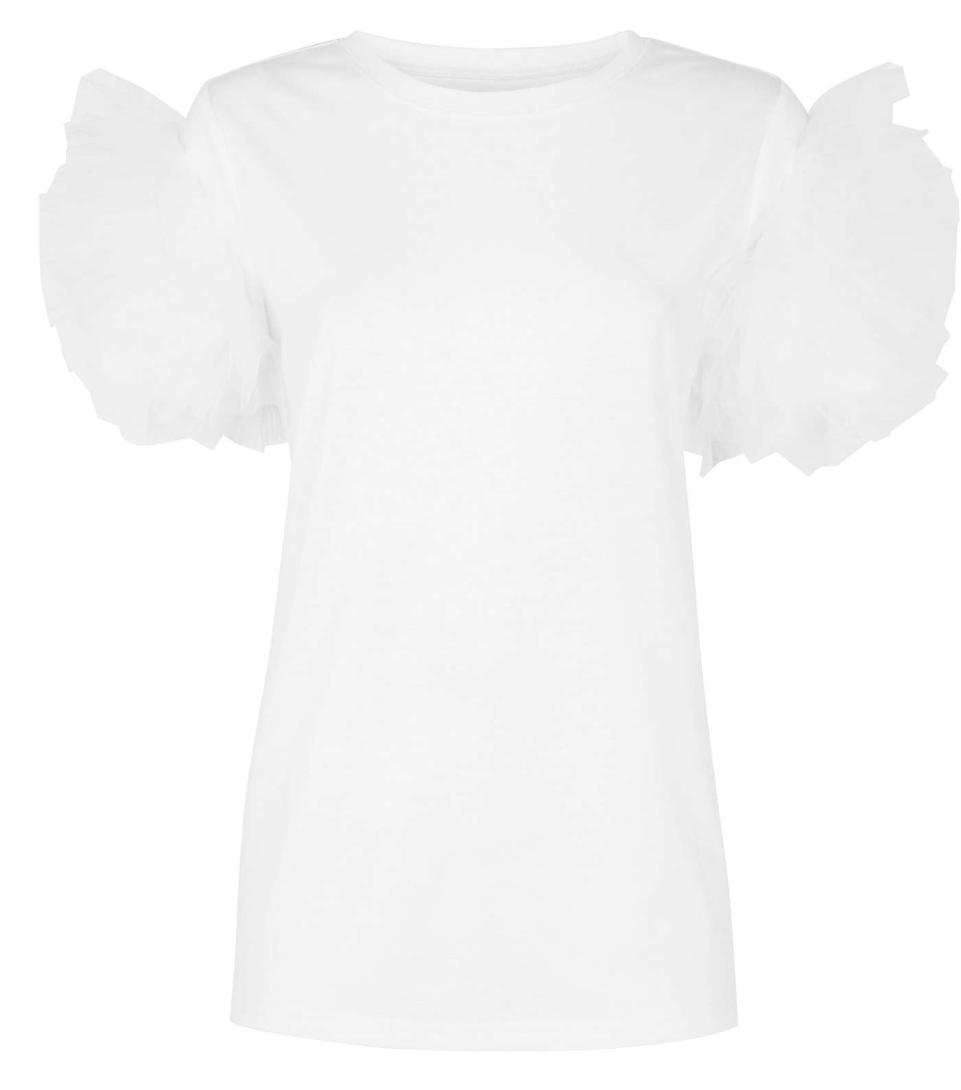 Cameo Rose White Mesh Ruffle Sleeve T-Shirt Image 4