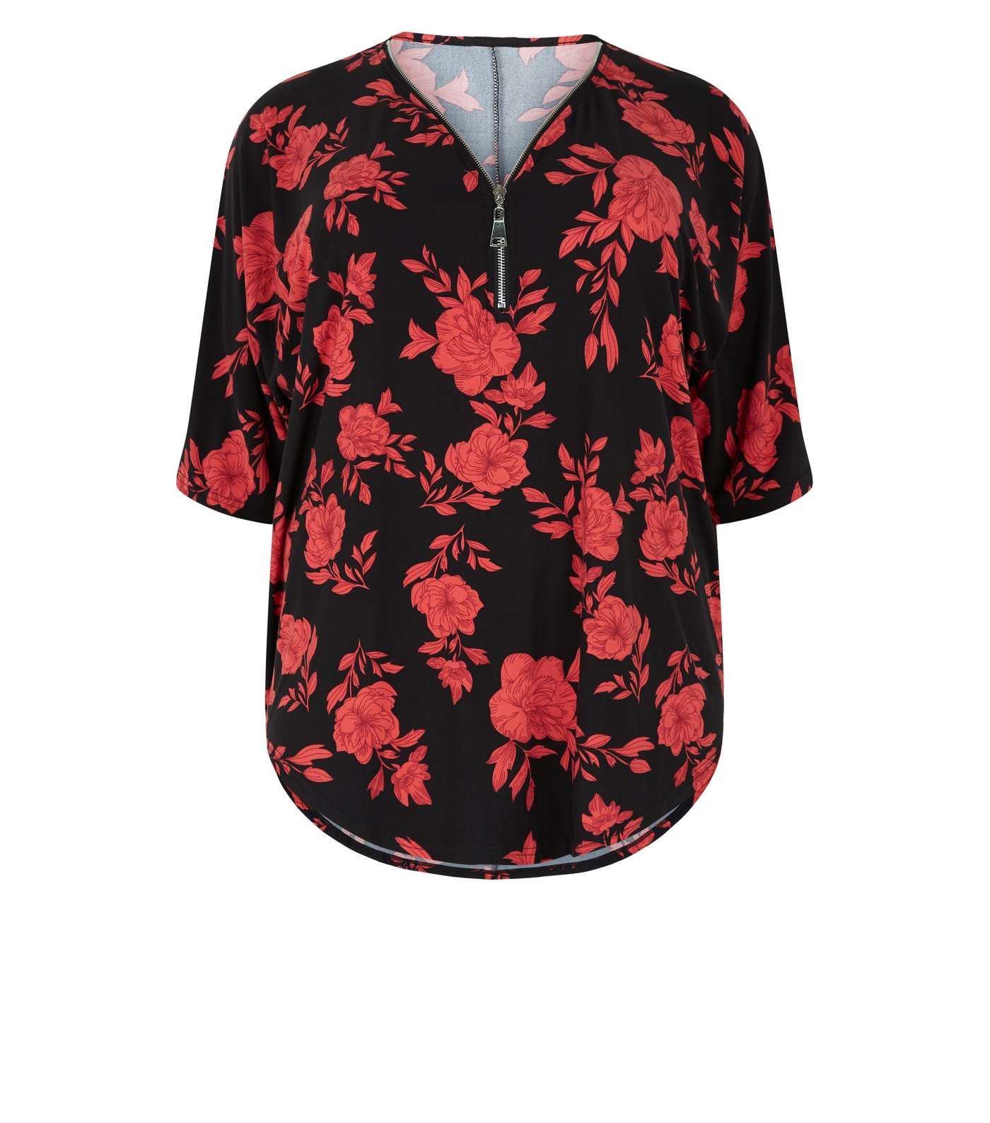 Blue Vanilla Curves Red Floral Zip Top Image 4