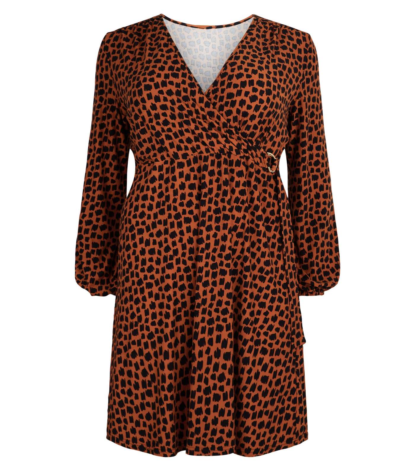 Blue Vanilla Curves Orange Leopard Print Wrap Dress Image 4