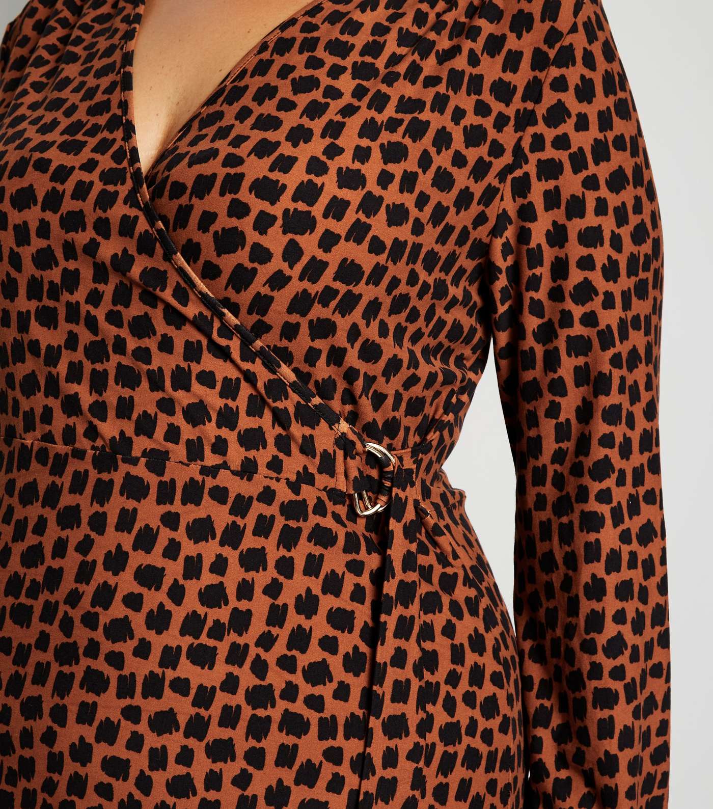 Blue Vanilla Curves Orange Leopard Print Wrap Dress Image 2