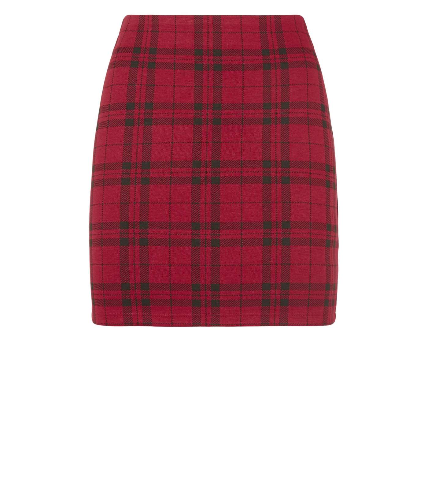 Petite Red Check Tube Skirt Image 4