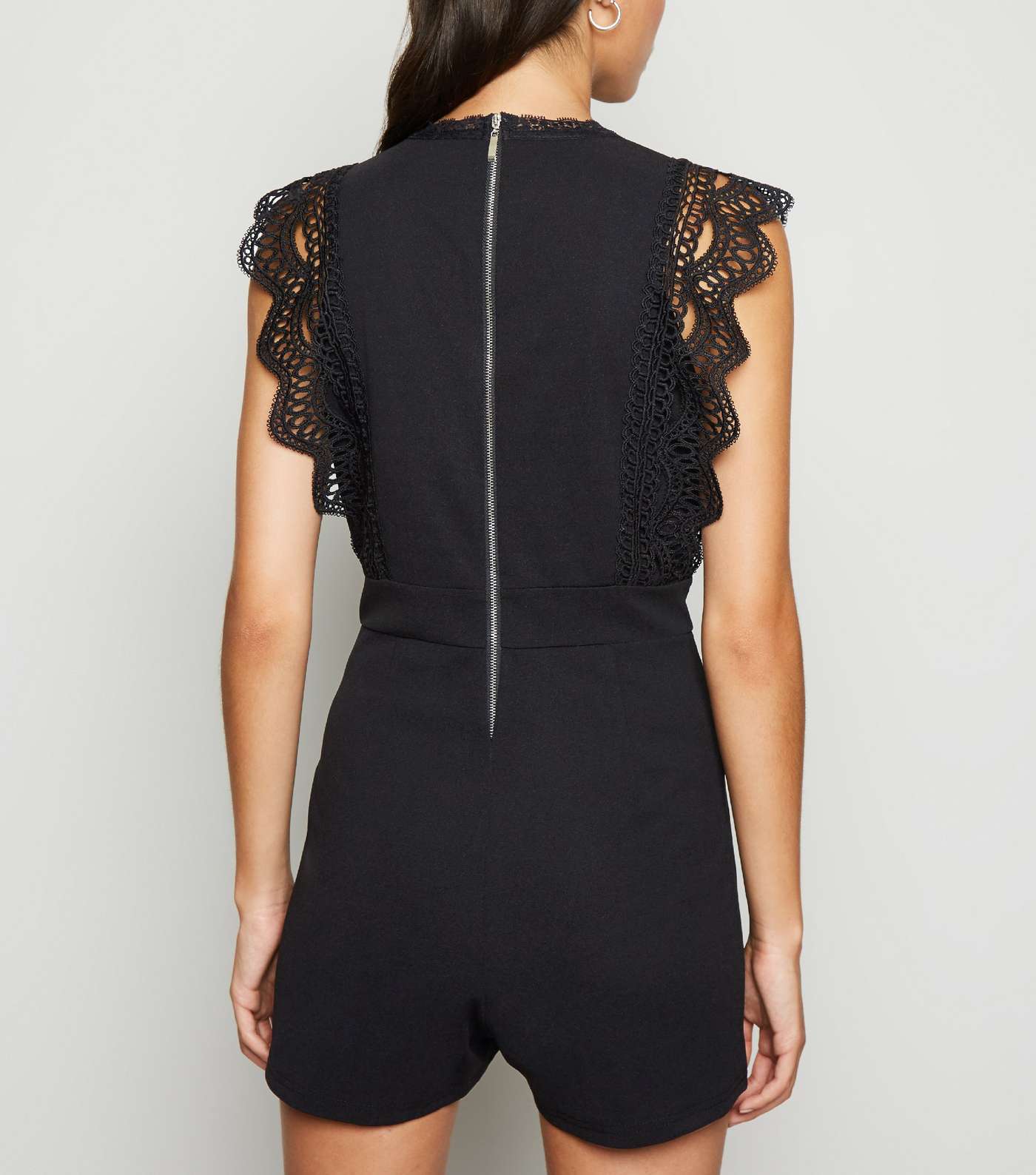 Cameo Rose Black Lace Crochet Sleeve Playsuit Image 3