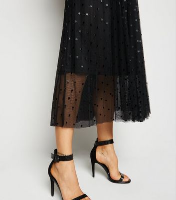 black net skirt new look