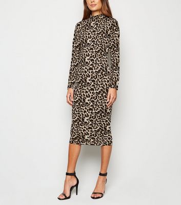leopard print bodycon midi dress