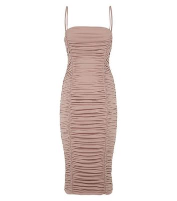 Image of AX Paris Pink Ruched Midi Dress New Look