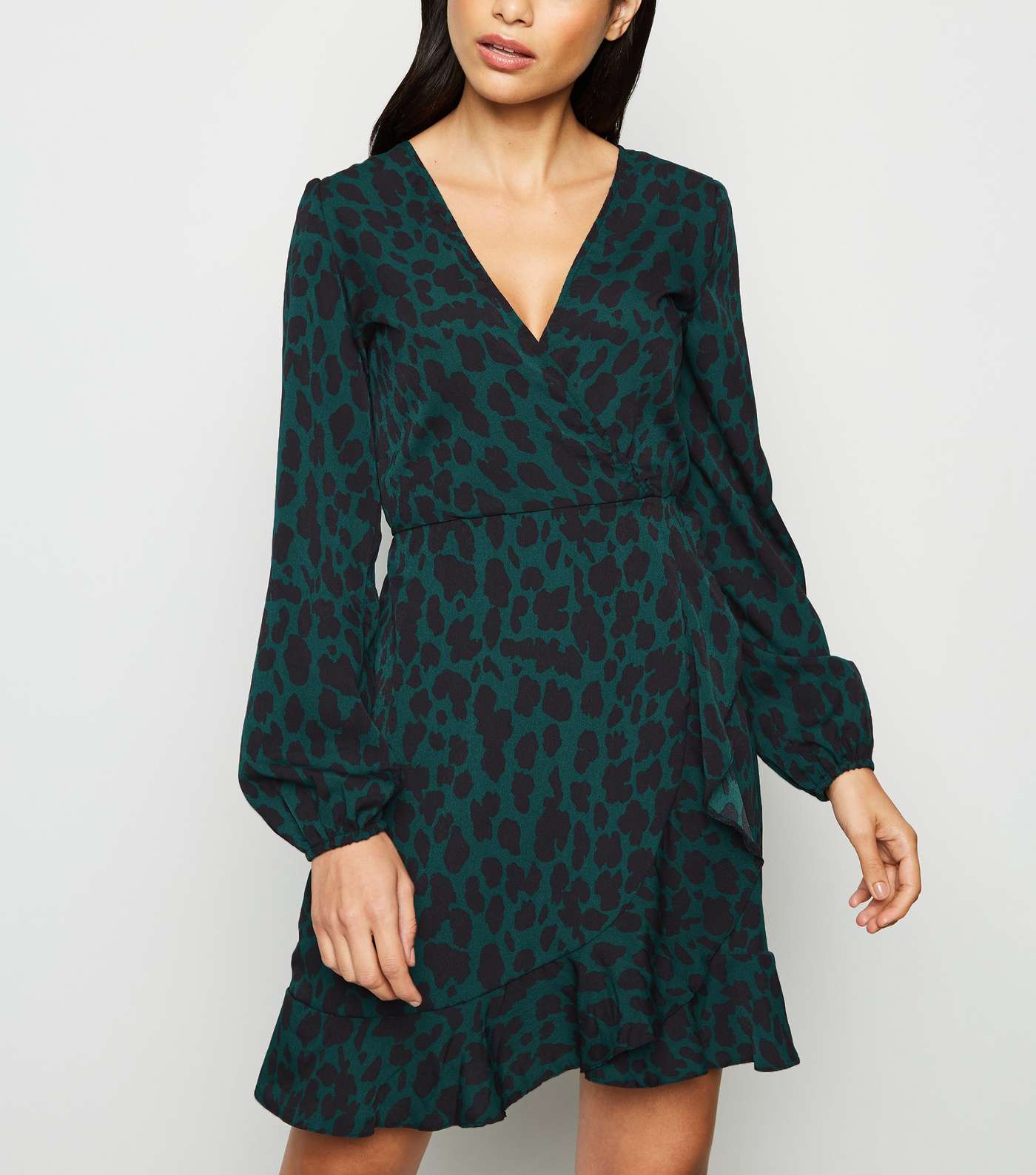 AX Paris Green Leopard Print Wrap Dress Image 3