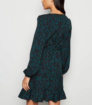 new look green leopard dress