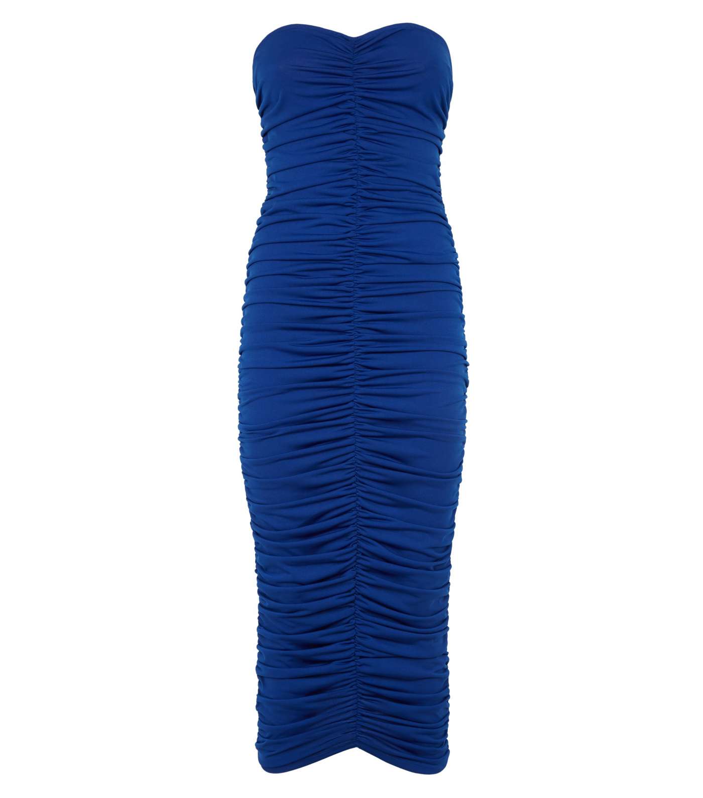 AX Paris Bright Blue Ruched Bandeau Midi Dress Image 4