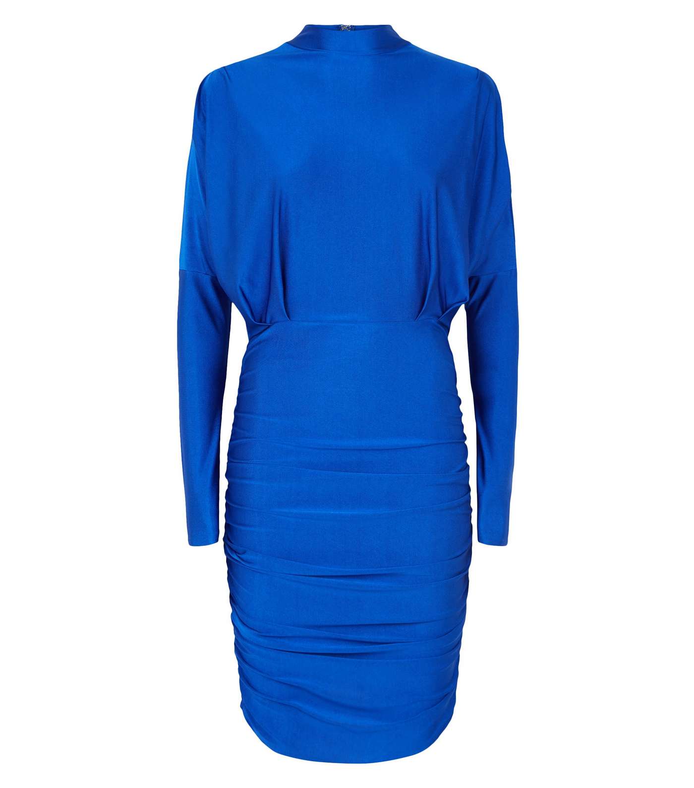 AX Paris Bright Blue Ruched High Neck Dress Image 4