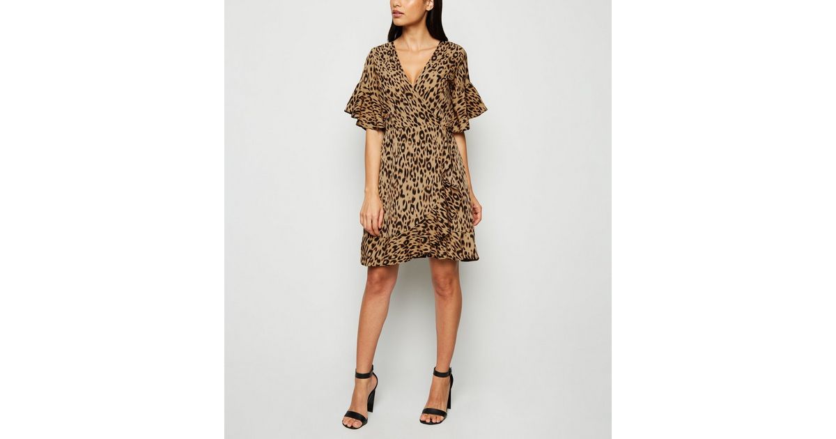 AX Paris Light Brown Leopard Print Wrap Dress | New Look