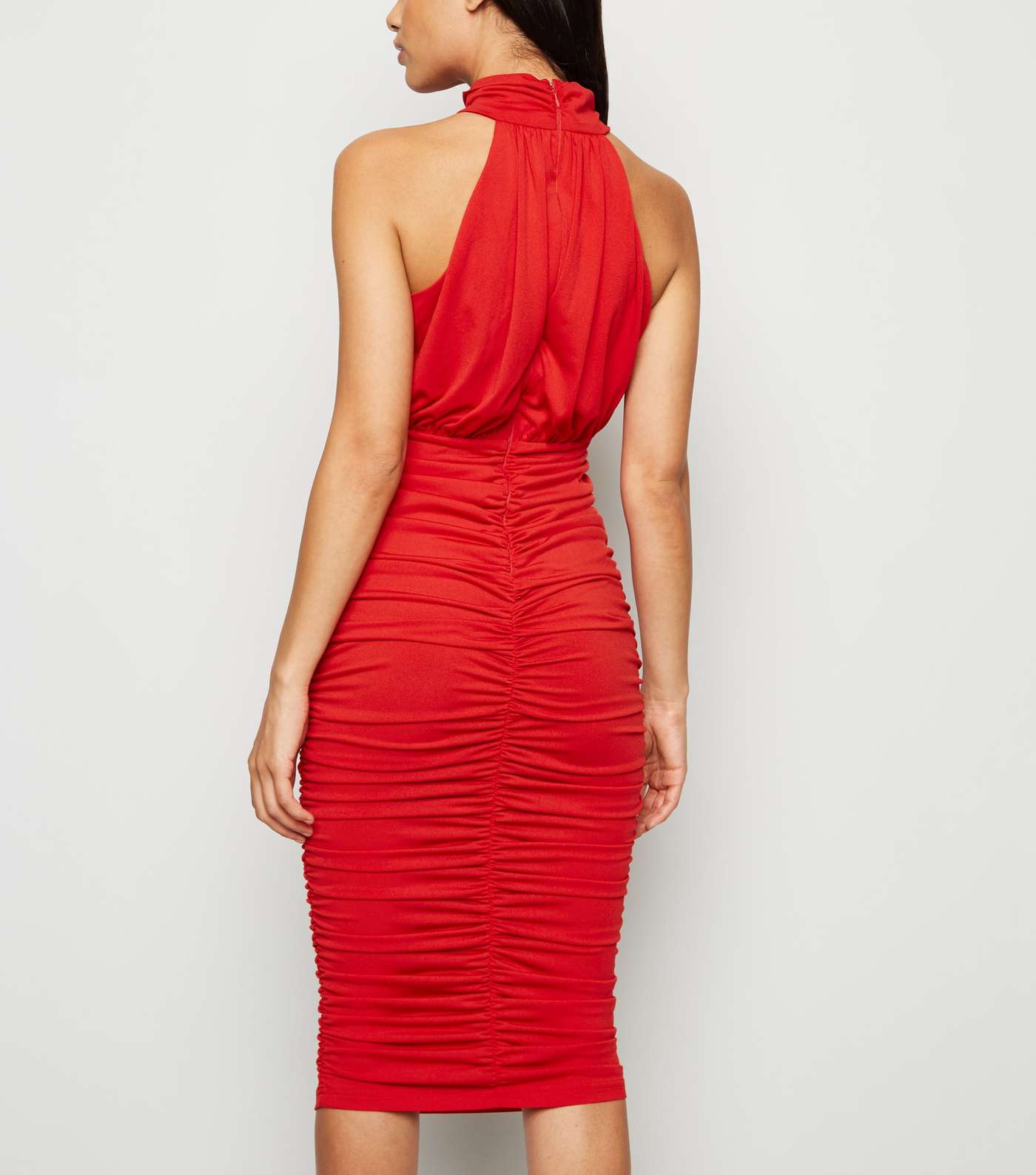 AX Paris Red Ruched High Neck Dress Image 3