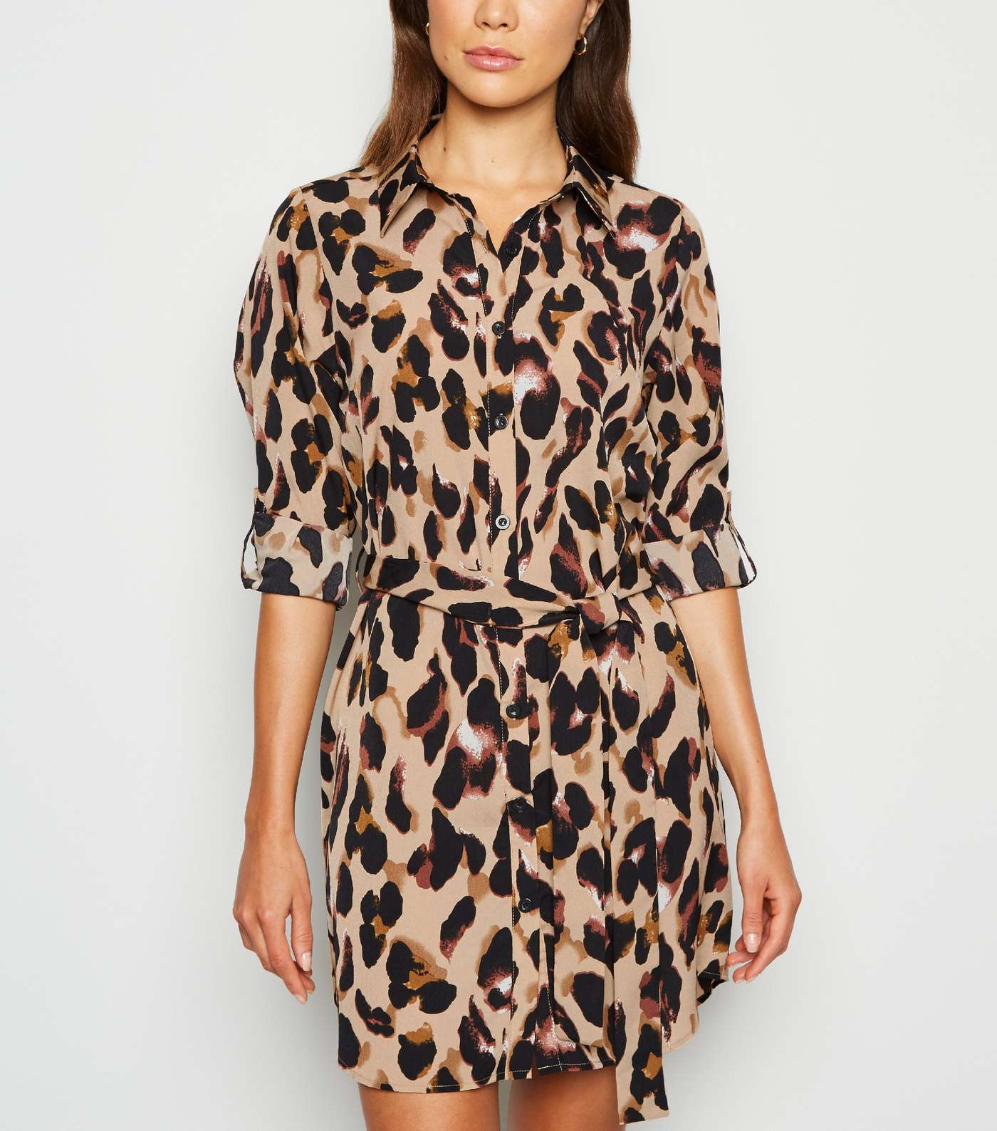 AX Paris Brown Leopard Print Shirt Dress