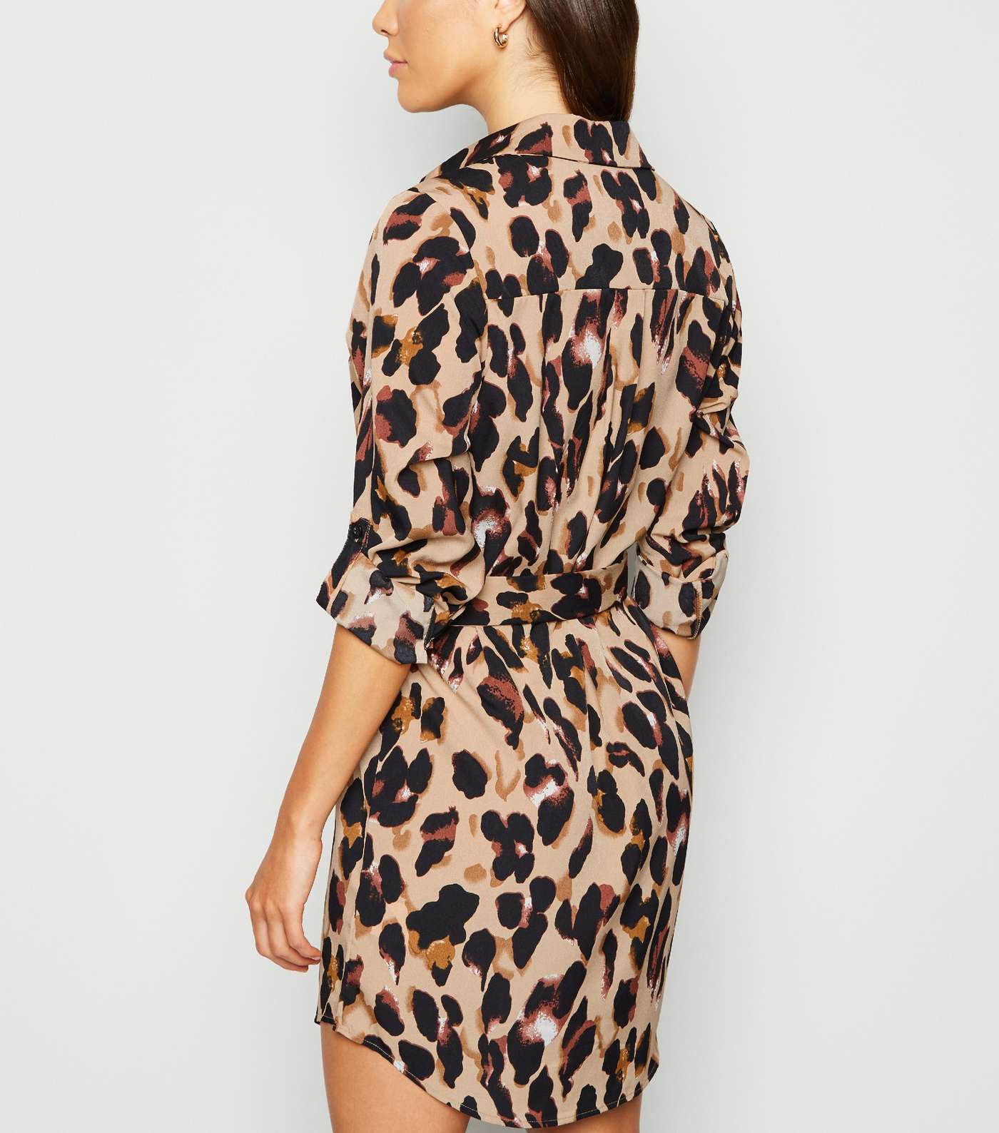AX Paris Brown Leopard Print Shirt Dress Image 3
