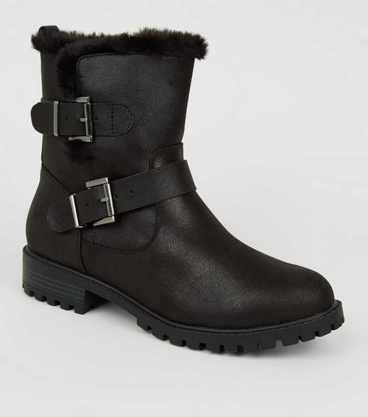 womens fur lined biker boots