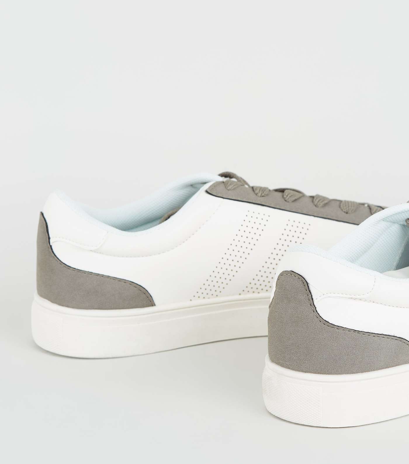 White Panelled Lace Up Trainers Image 4