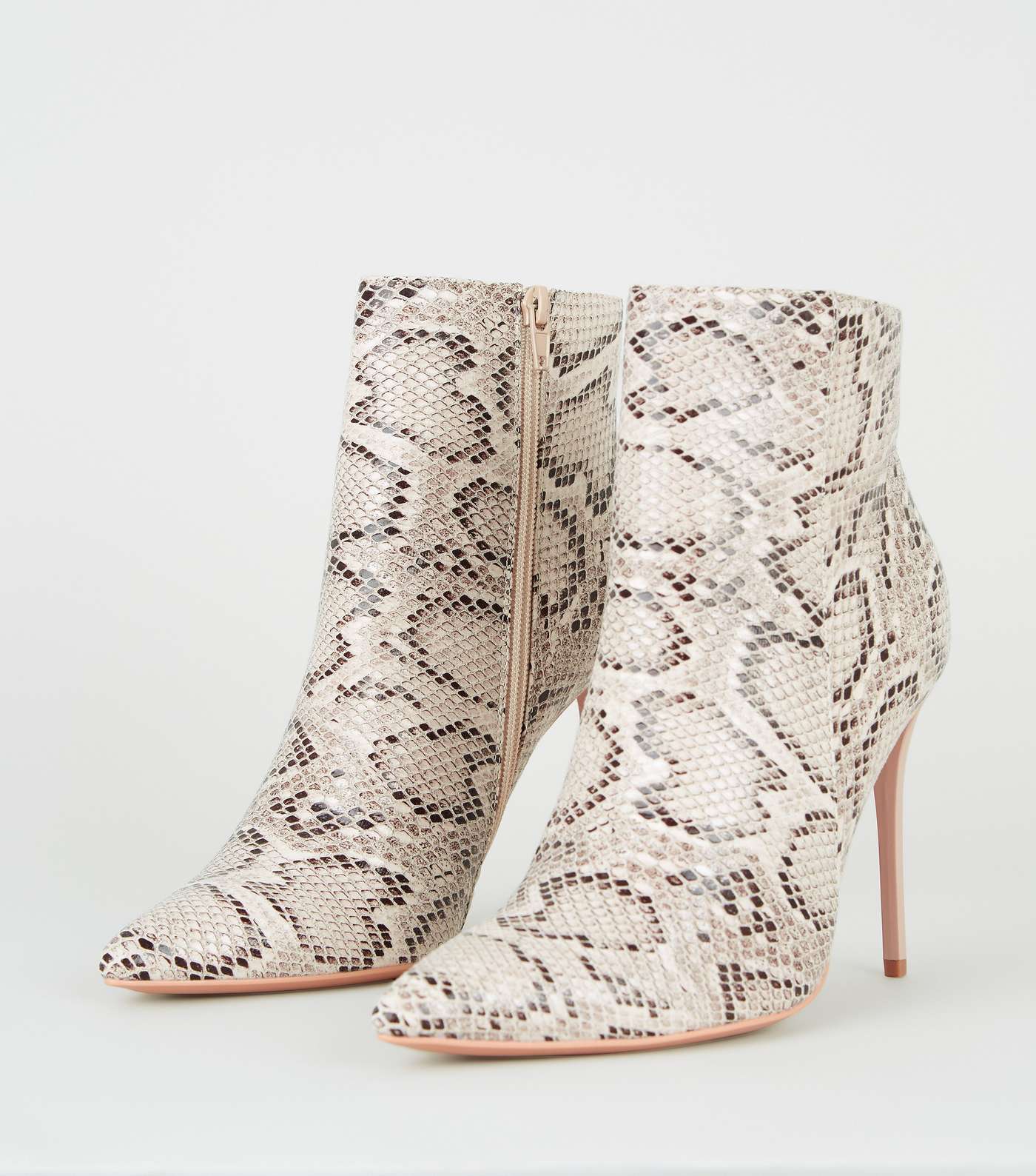 Stone Faux Snake Pointed Heeled Boots Image 3