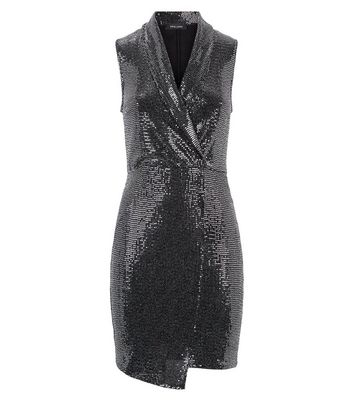 new look sequin tux dress