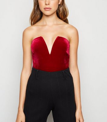 velvet bandeau bodysuit