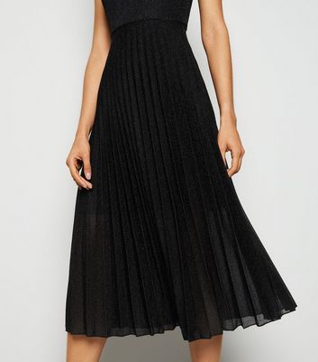 black shimmer midi dress