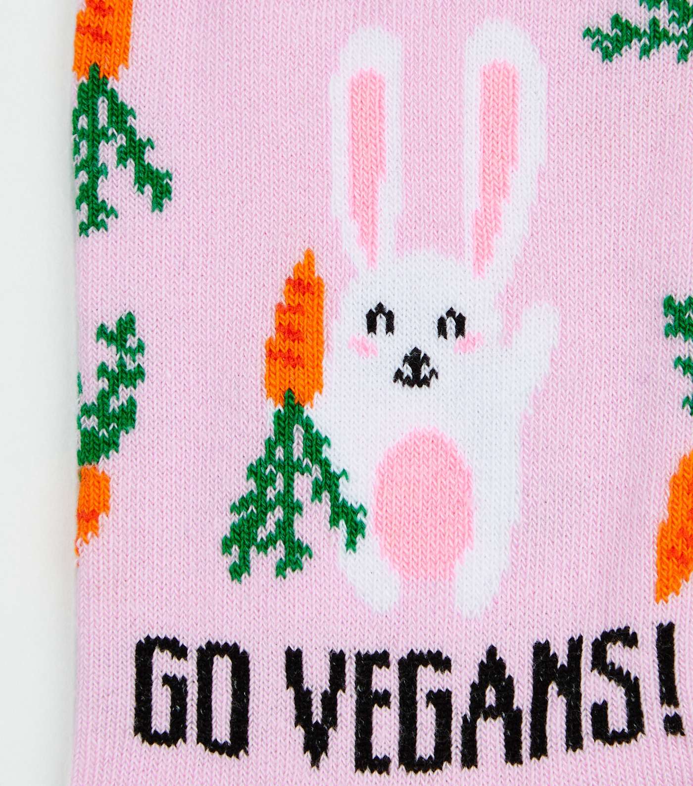 Mid Pink Go Vegans Slogan Bunny Socks Image 3