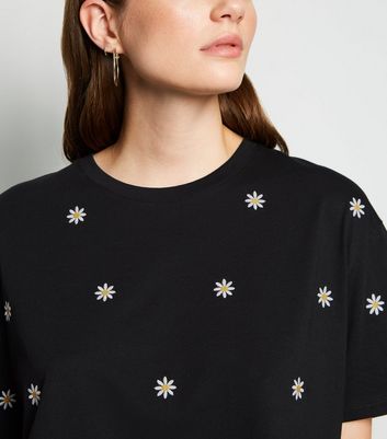 black embroidered t shirt