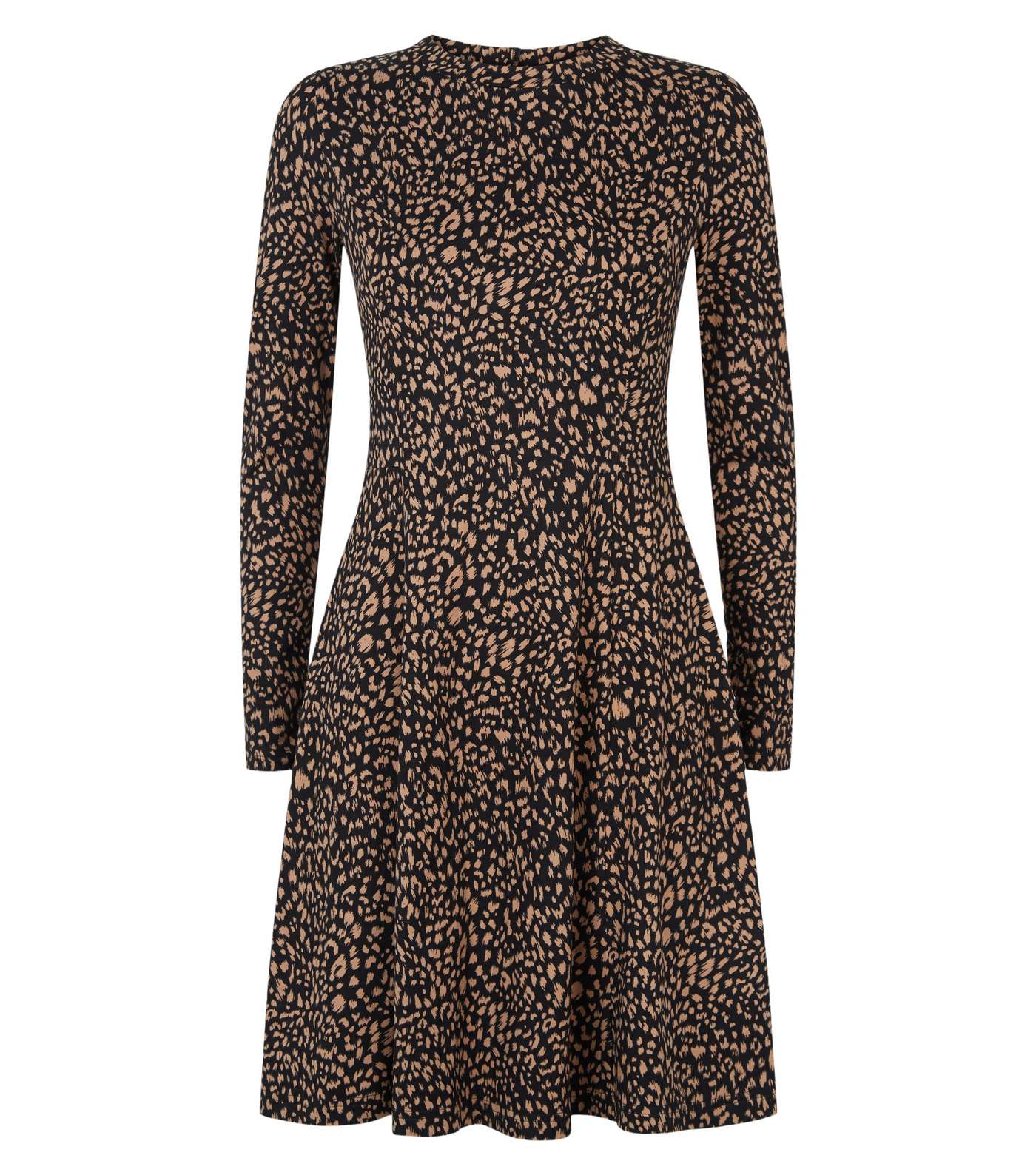 Black Leopard Print Long Sleeve Dress Image 4