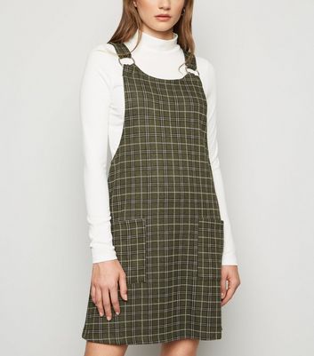Green check pinafore dress Outlet