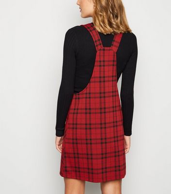new look red pinafore dress