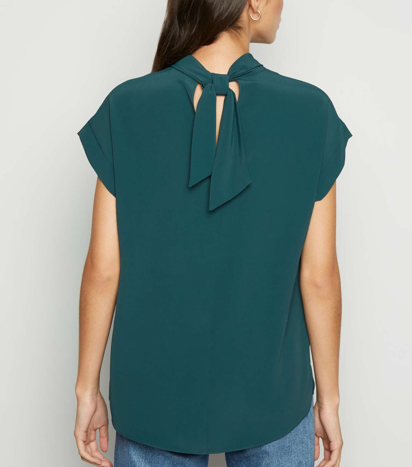 Green Roll Neck Tie Back Blouse Image 3