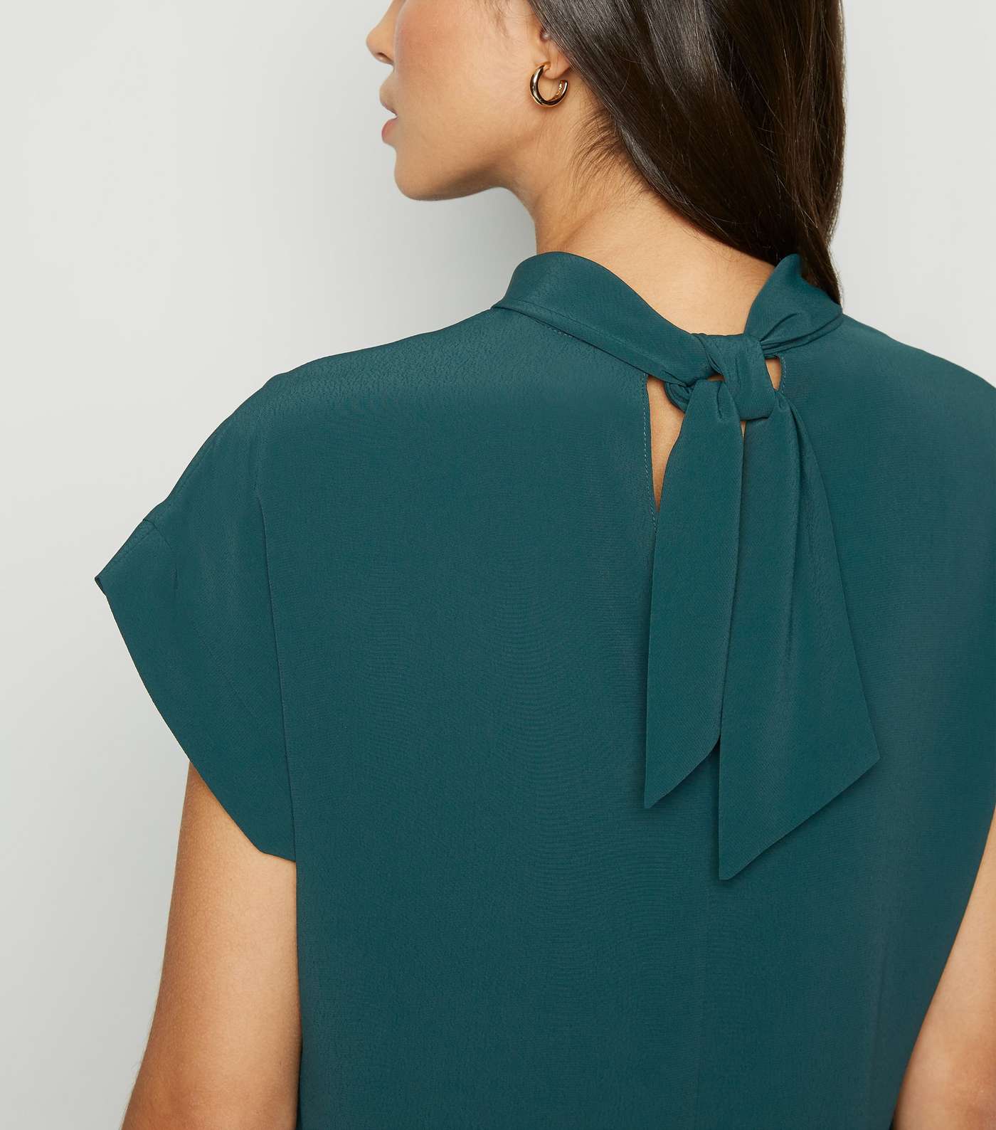 Green Roll Neck Tie Back Blouse Image 5