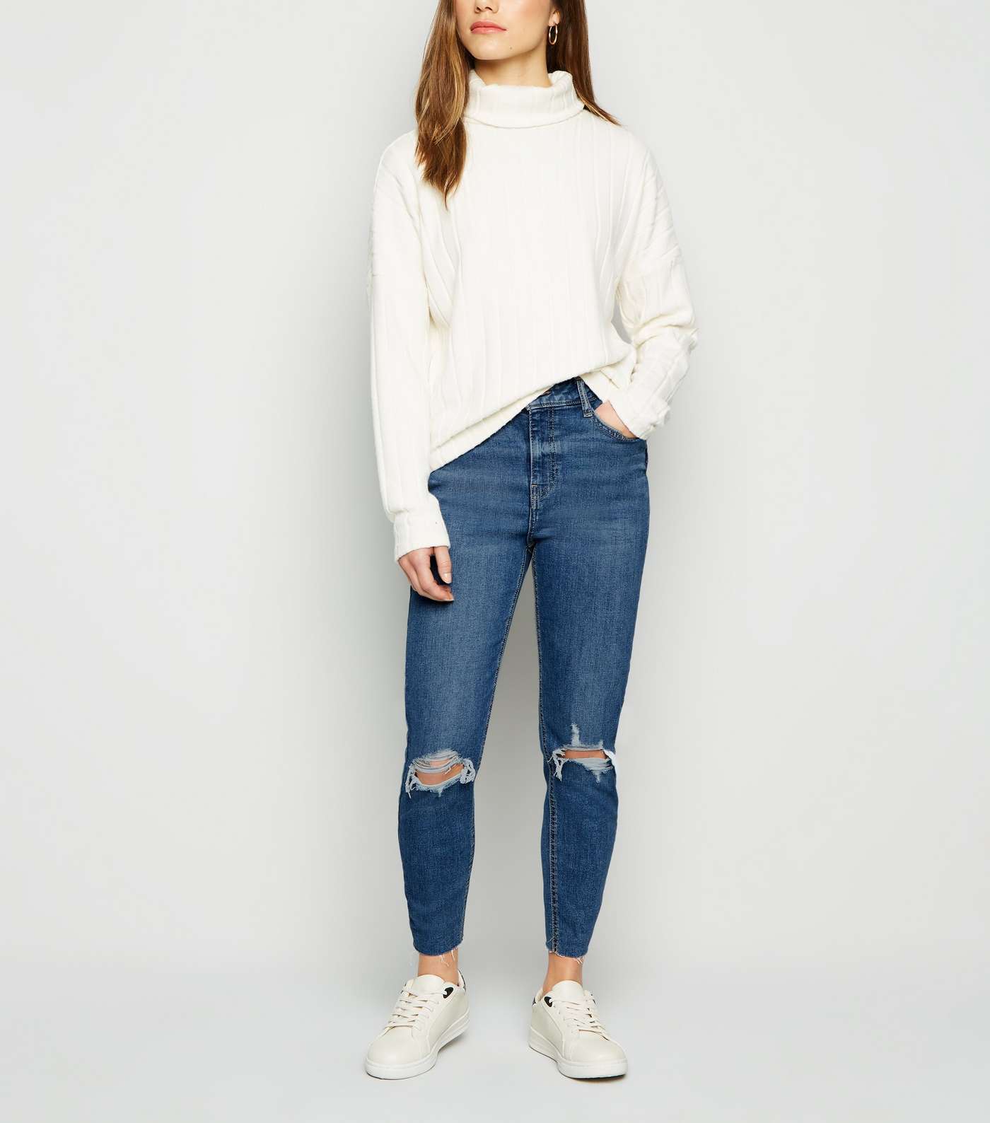 Petite Blue 'Lift & Shape' Ripped Jenna Skinny Jeans