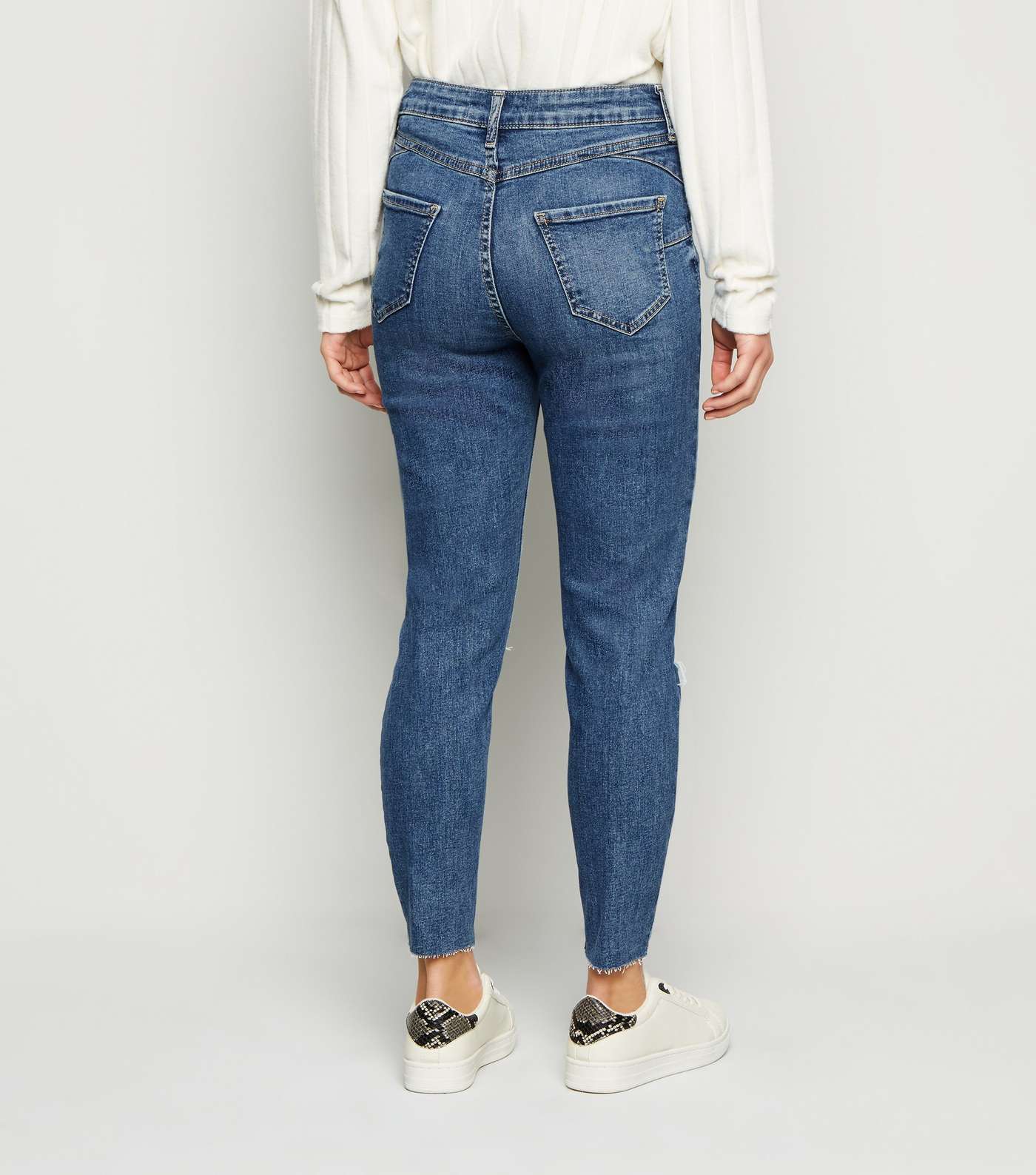 Petite Blue 'Lift & Shape' Ripped Jenna Skinny Jeans Image 3