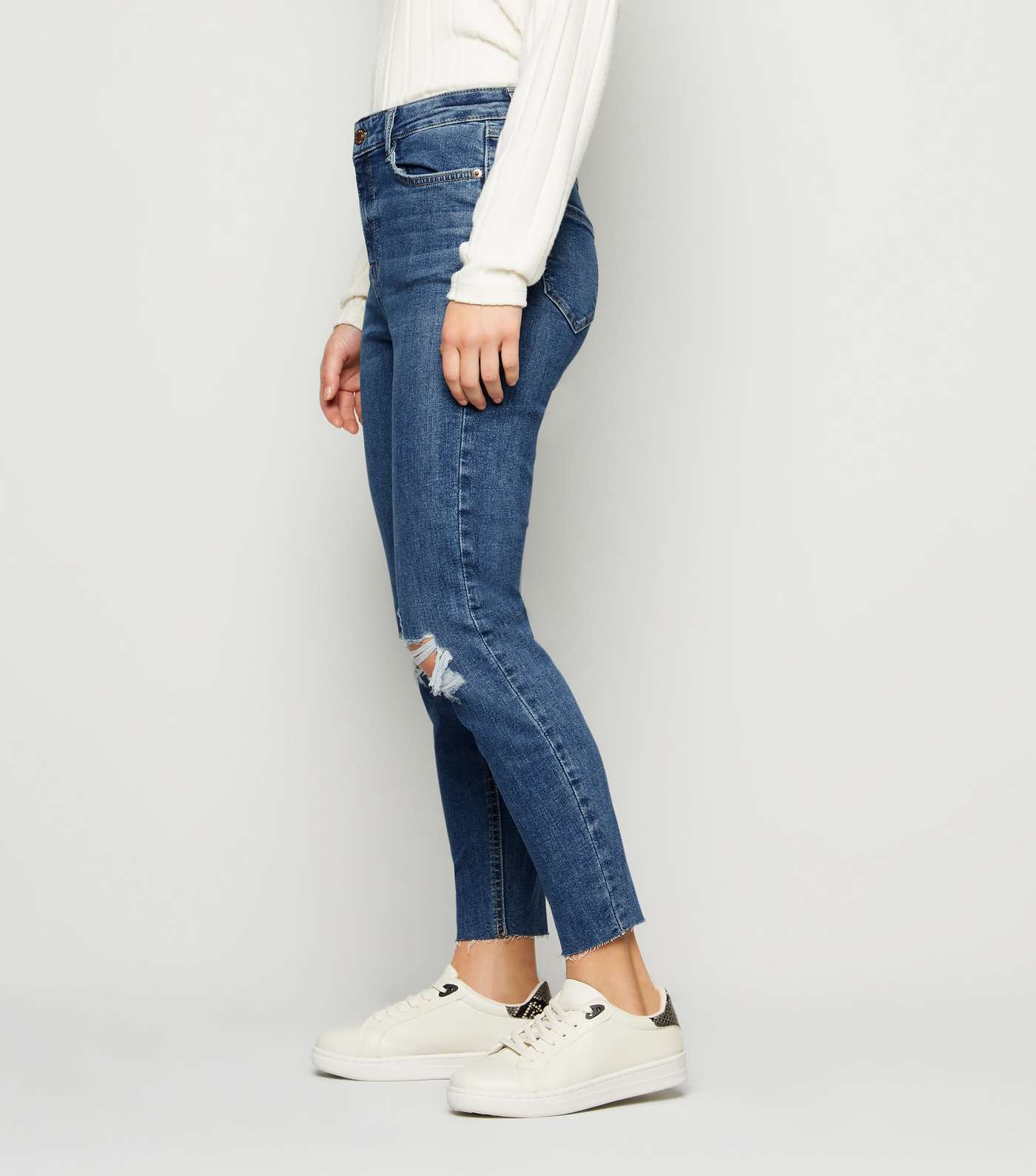 Petite Blue 'Lift & Shape' Ripped Jenna Skinny Jeans Image 5