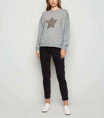 leopard print star sweatshirt