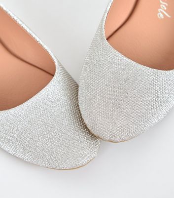 silver flat shoes wide fit