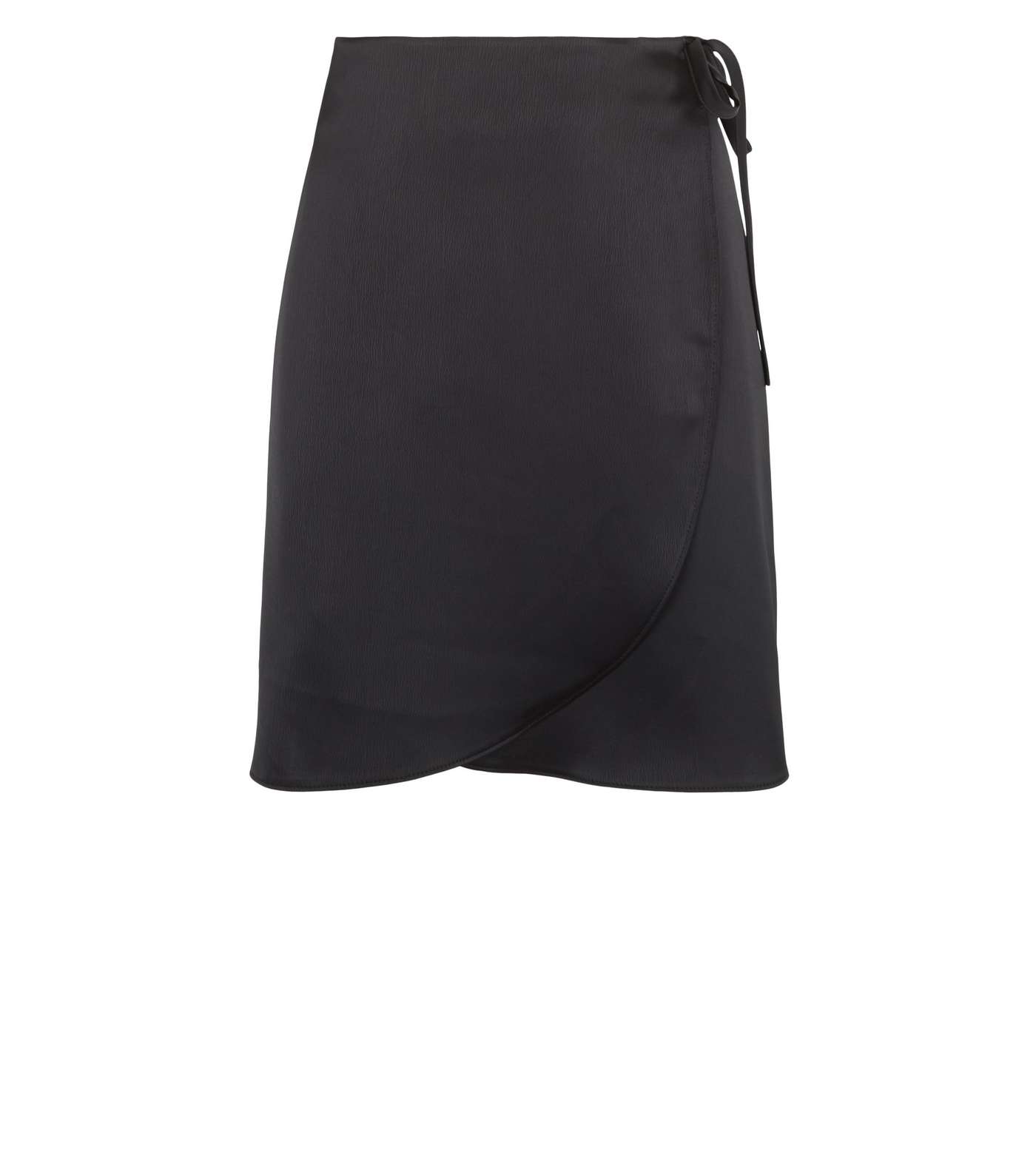 Black Satin Wrap Mini Skirt Image 4