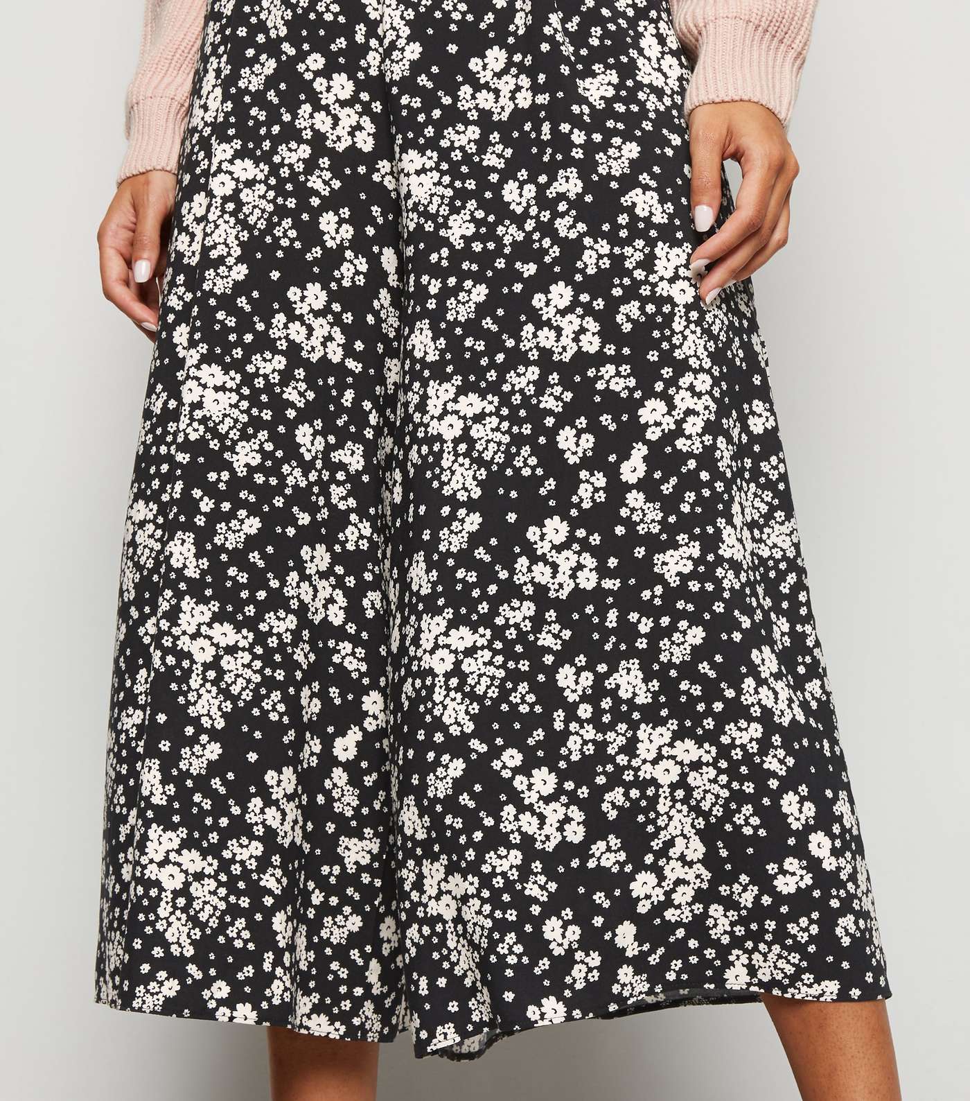 Black Ditsy Floral Crop Trousers Image 5