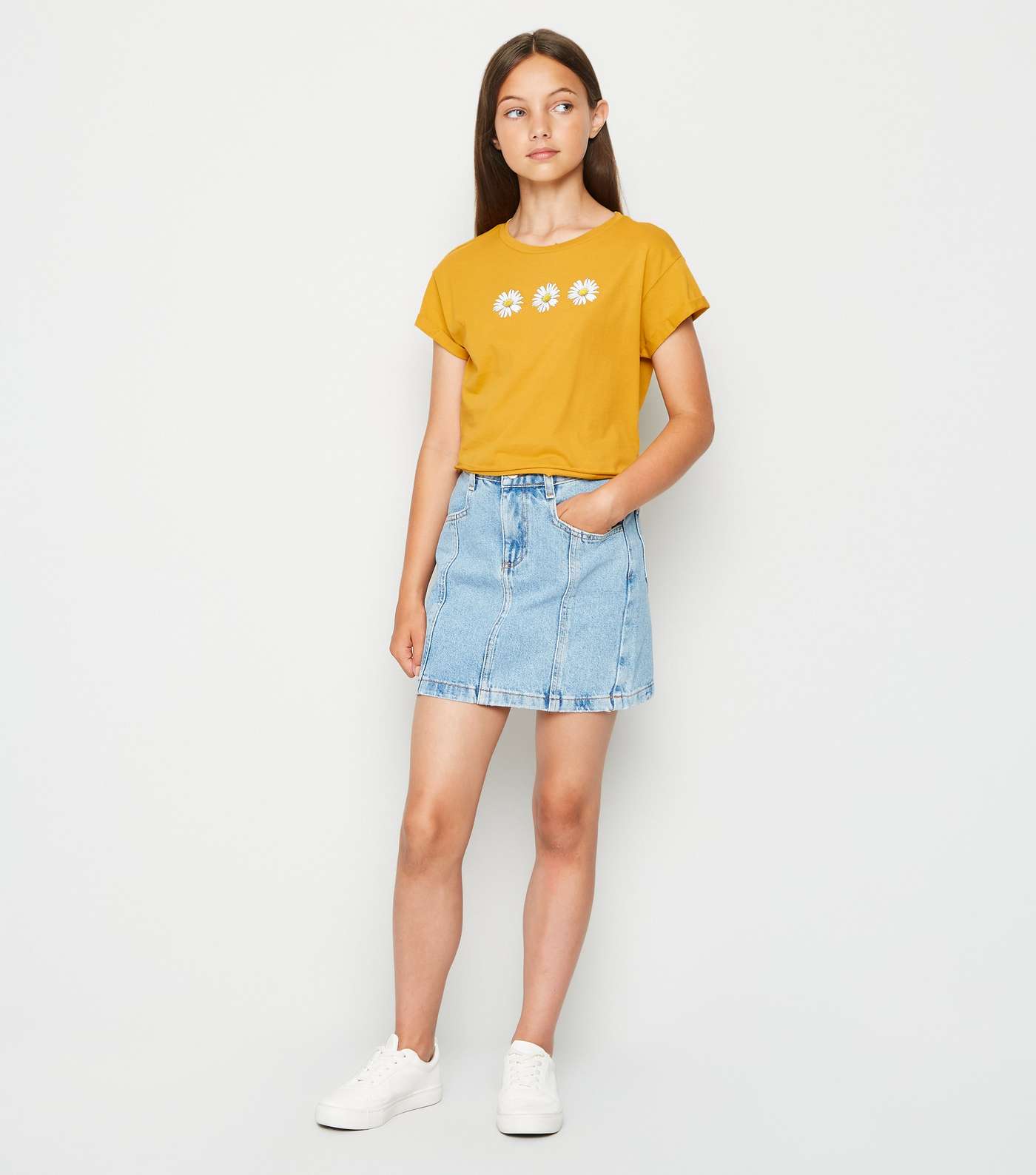 Girls Mustard Daisy T-Shirt Image 2