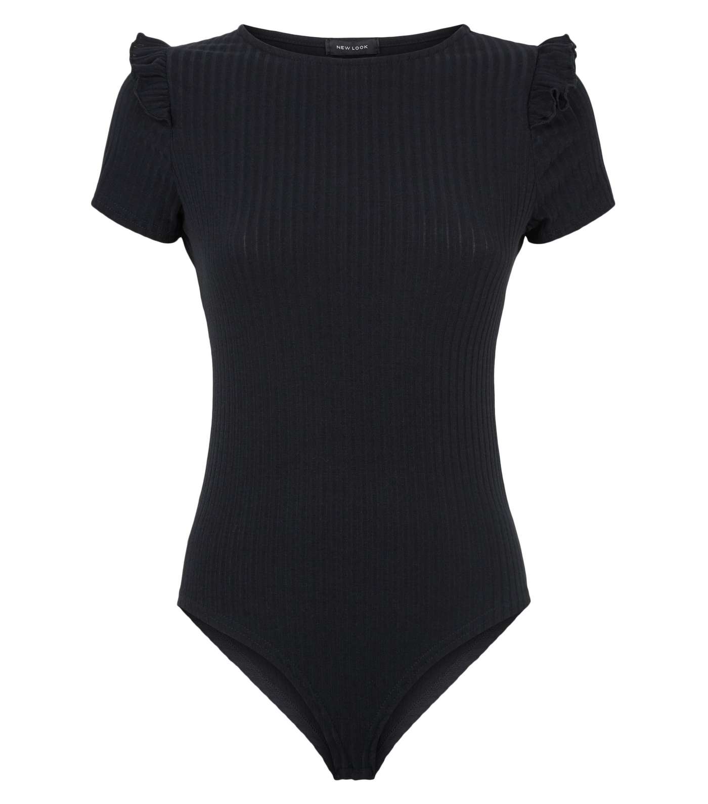 Black Ribbed Frill Bodysuit Image 4