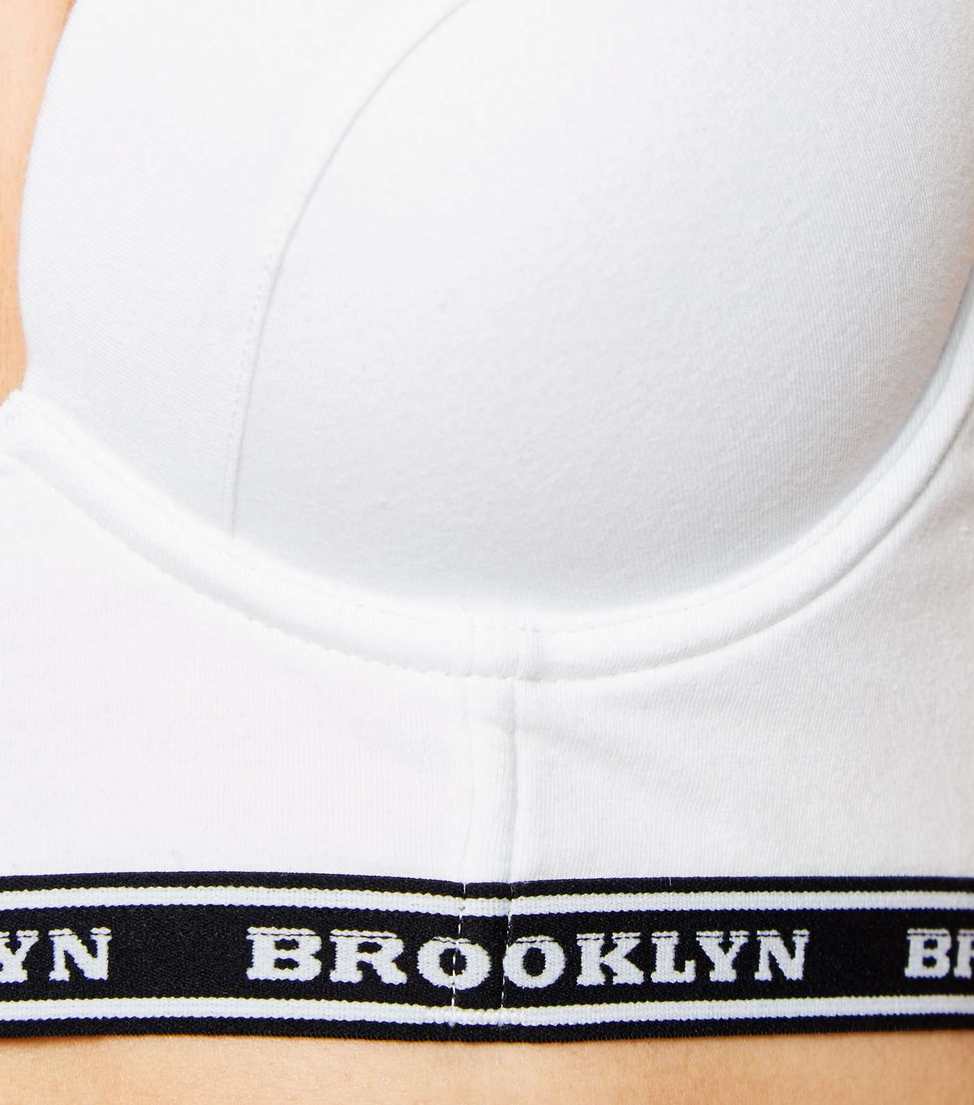 White Brooklyn Slogan Jersey Push-Up Bra Image 4