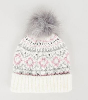 womens white bobble hat