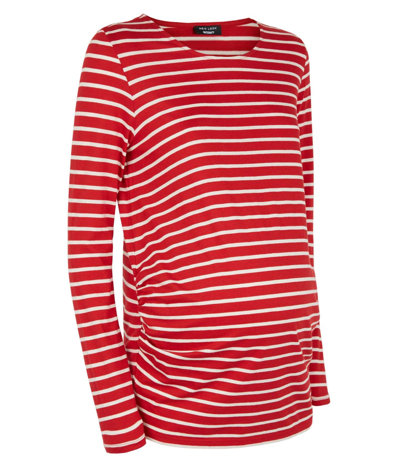 Maternity Red Stripe Long Sleeve Top Image 4