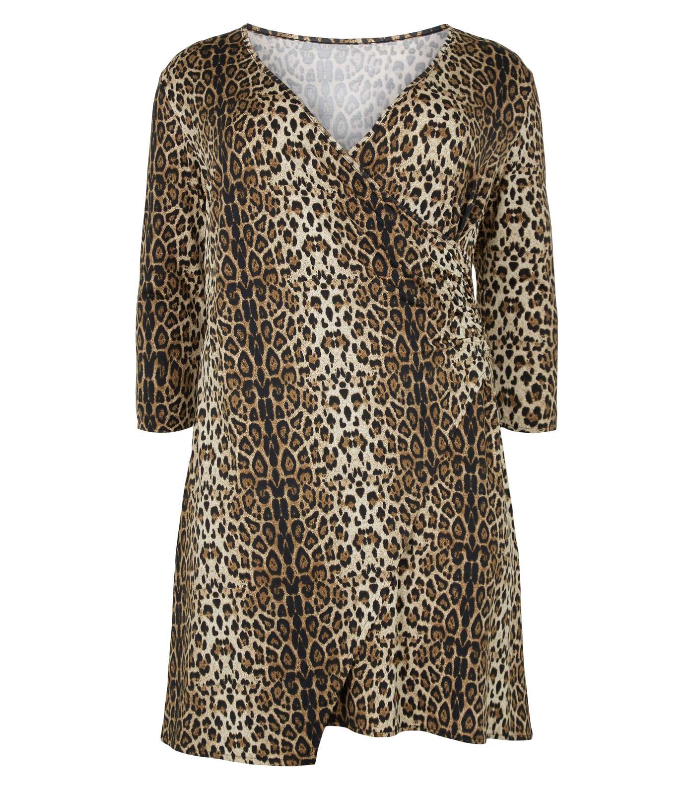 Mela Curves Brown Leopard Print Wrap Dress Image 4