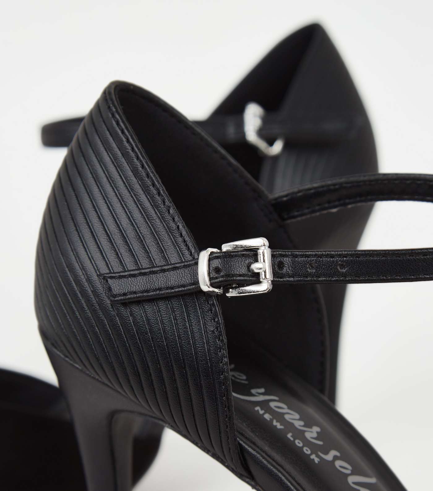 Black Suedette 2 Part Stiletto Court Shoes Image 3